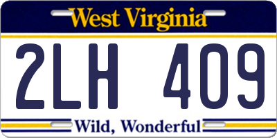 WV license plate 2LH409