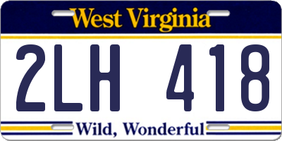 WV license plate 2LH418