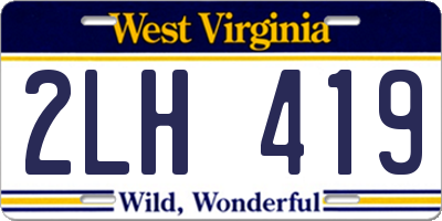 WV license plate 2LH419