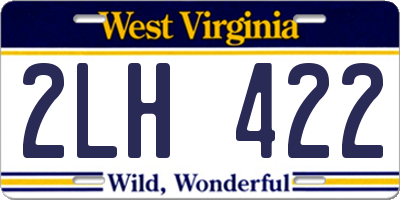WV license plate 2LH422