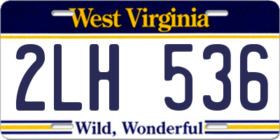 WV license plate 2LH536