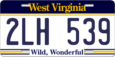 WV license plate 2LH539