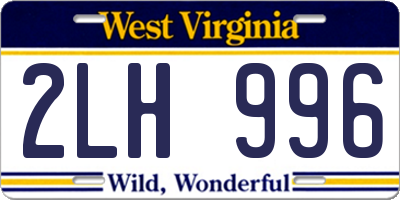 WV license plate 2LH996