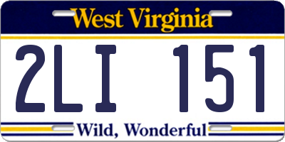 WV license plate 2LI151