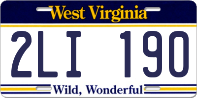 WV license plate 2LI190