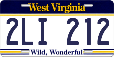 WV license plate 2LI212