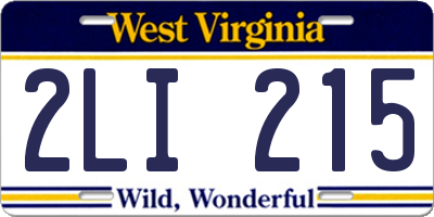 WV license plate 2LI215
