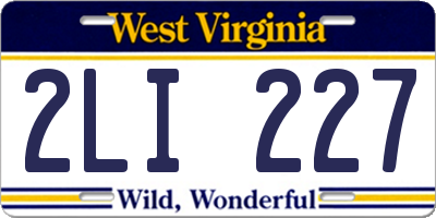 WV license plate 2LI227