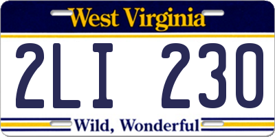 WV license plate 2LI230
