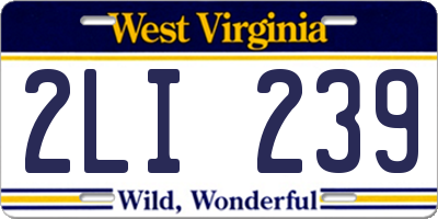 WV license plate 2LI239