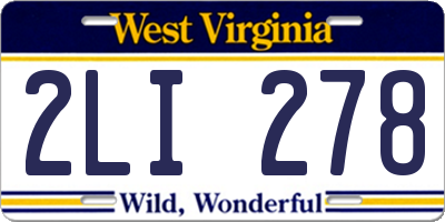WV license plate 2LI278