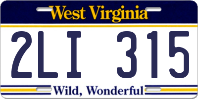 WV license plate 2LI315
