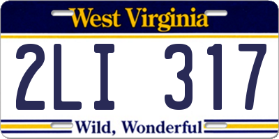 WV license plate 2LI317