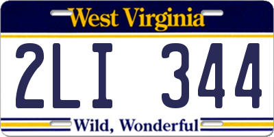 WV license plate 2LI344