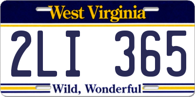 WV license plate 2LI365