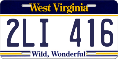 WV license plate 2LI416