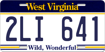 WV license plate 2LI641