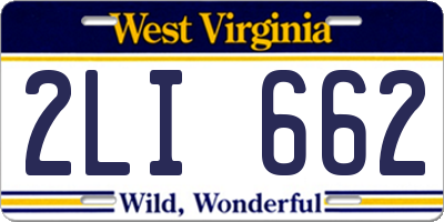 WV license plate 2LI662
