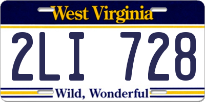 WV license plate 2LI728