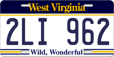 WV license plate 2LI962