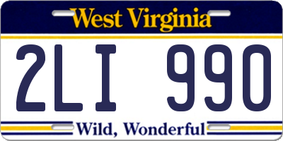 WV license plate 2LI990