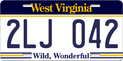 WV license plate 2LJ042