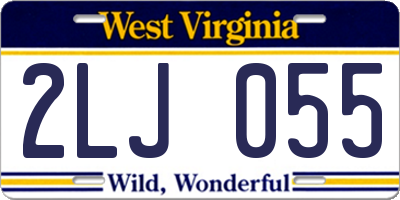 WV license plate 2LJ055