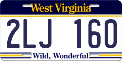 WV license plate 2LJ160
