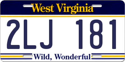 WV license plate 2LJ181