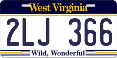 WV license plate 2LJ366