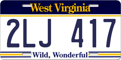 WV license plate 2LJ417