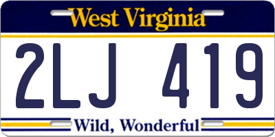 WV license plate 2LJ419