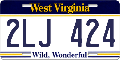 WV license plate 2LJ424