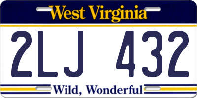 WV license plate 2LJ432