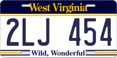 WV license plate 2LJ454