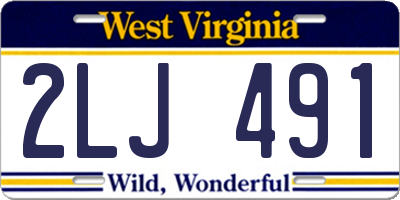 WV license plate 2LJ491
