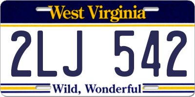 WV license plate 2LJ542