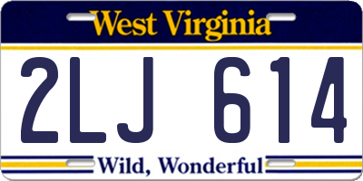 WV license plate 2LJ614