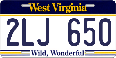 WV license plate 2LJ650