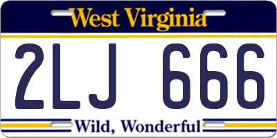 WV license plate 2LJ666
