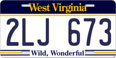 WV license plate 2LJ673
