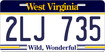 WV license plate 2LJ735