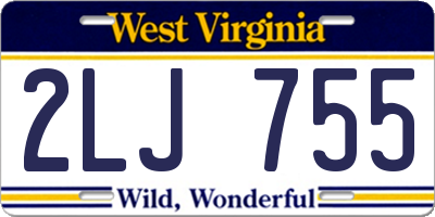 WV license plate 2LJ755