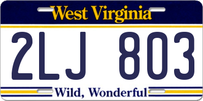 WV license plate 2LJ803