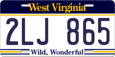 WV license plate 2LJ865