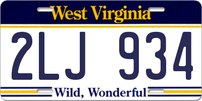 WV license plate 2LJ934