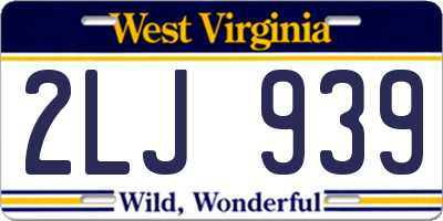 WV license plate 2LJ939