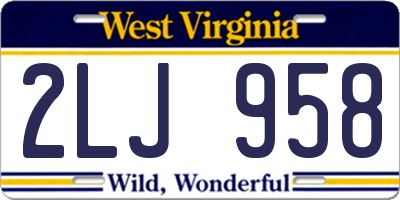 WV license plate 2LJ958