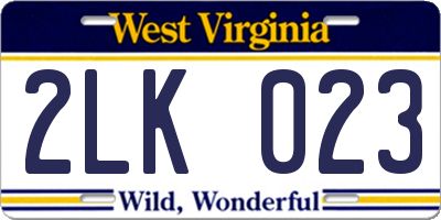 WV license plate 2LK023