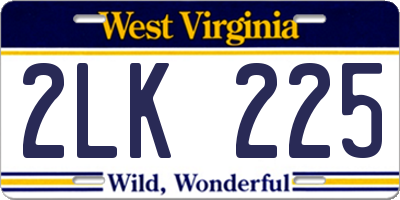 WV license plate 2LK225